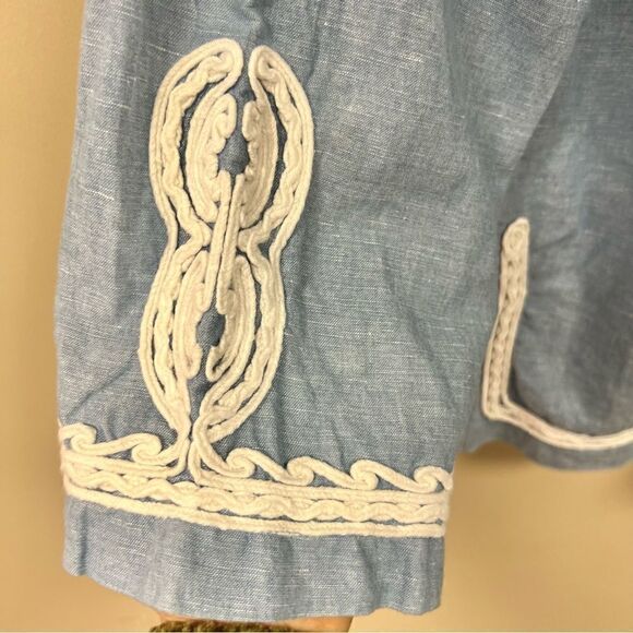 Point Sur linen/cotton blend embroidered top size L - Picture 6 of 9
